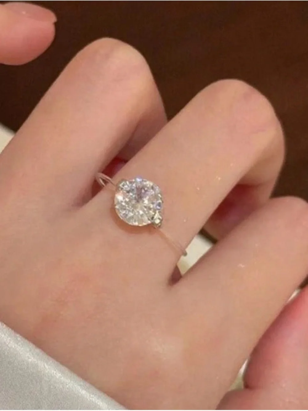 Floating Brilliant Stone Solitaire Ring - Women Jewelry